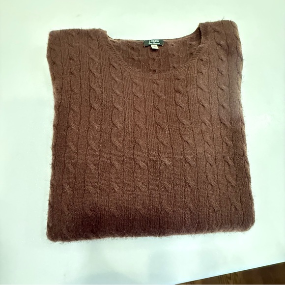 J. Crew Sweaters - J Crew Women’s 100% CASHMERE Sweater Brown Cable Knit Sz L EUC